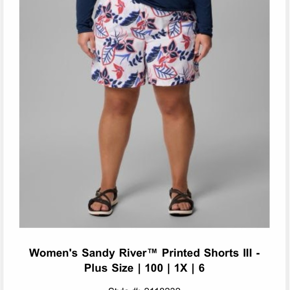 Columbia Women's Shorts with Red and Blue Leaf Pattern